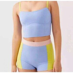 Nwt Outdoor Voices Women's Pastel Zoom Bloomer Active Shorts Size Small Sky/Lime